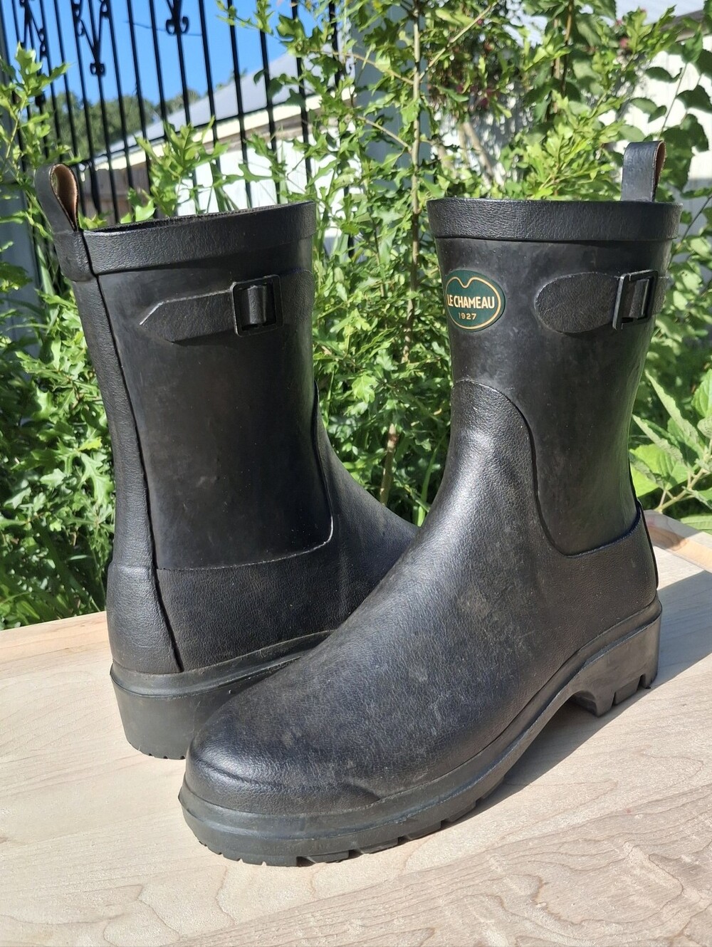 Le Chameau Women's Black Giverny Jersey Lined Battillon Mid Calf Boots Size 9